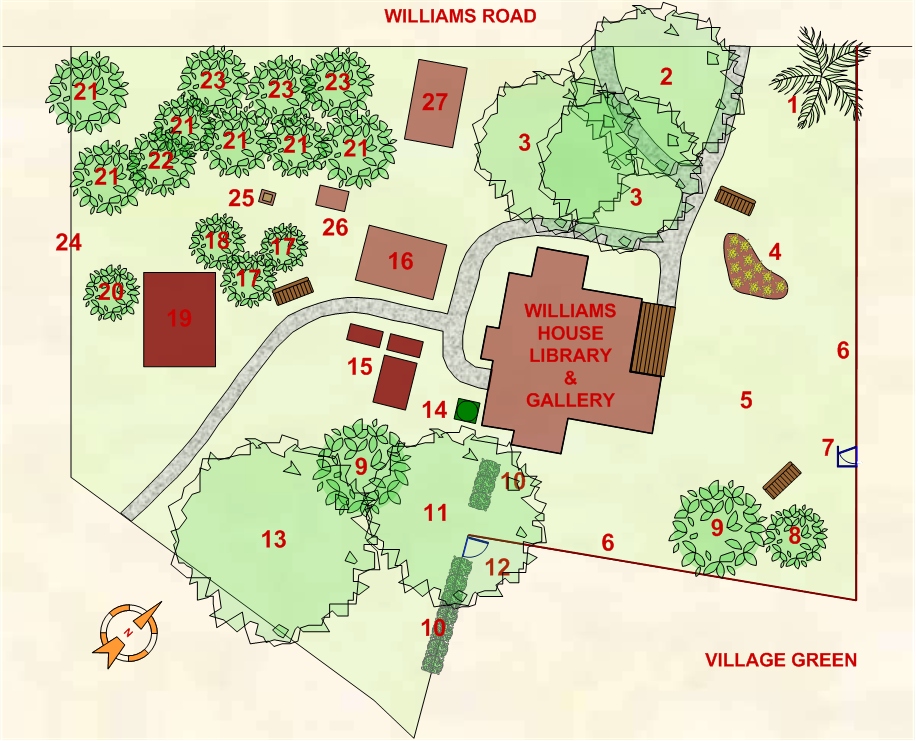 Williams House Paihia - map showing features in the History Trail